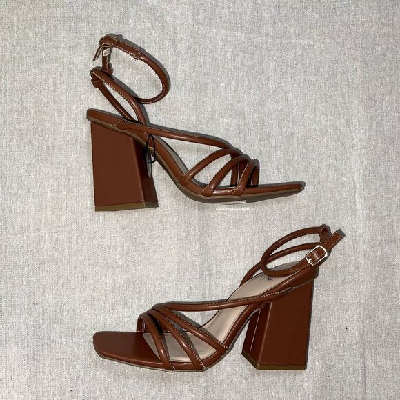 Apt 9 | NIB Cognac Lopaka Strappy Block Heels | 9.5 - Picture 7 of 14